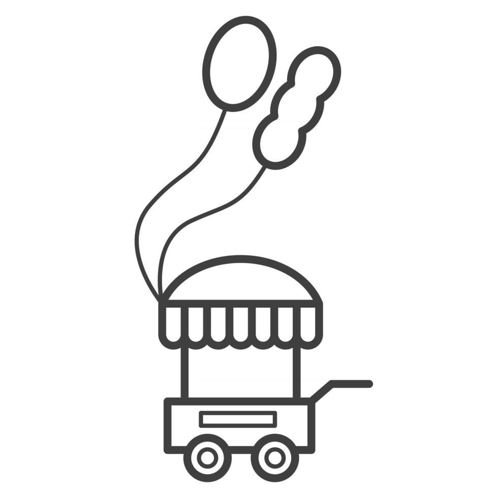 Food cart icon. Cart for selling lemonade, hot dogs, ice cream and street food. Vector outline illustration