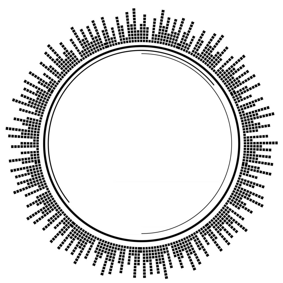 Abstract circular equalizer. Eq round audio soundwaves. Graphic equalizer. Frame. Vector illustration