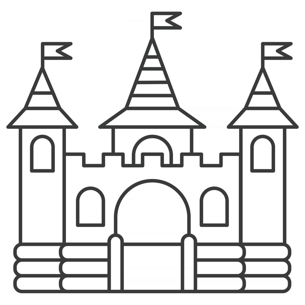 Bouncy castle outline icon. Jumping house on kids playground. Vector illustration.