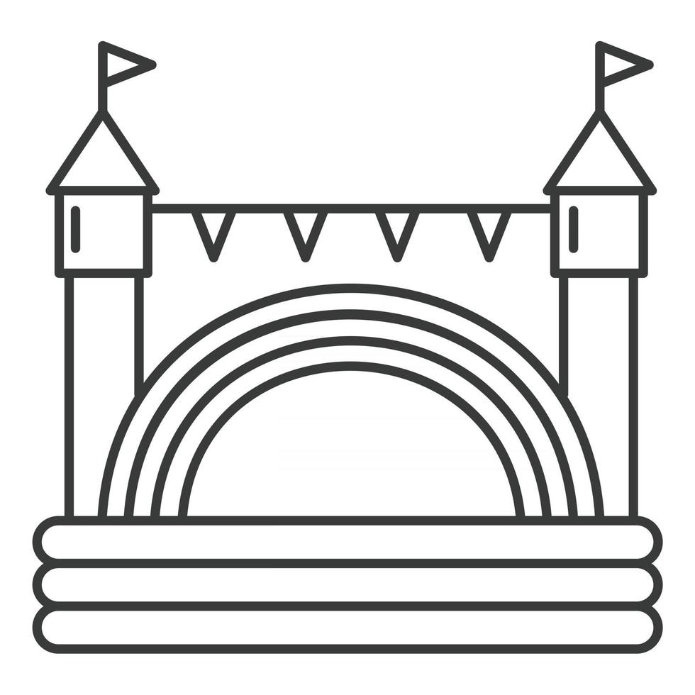 Bouncy castle outline icon. Jumping house on kids playground. Vector illustration.