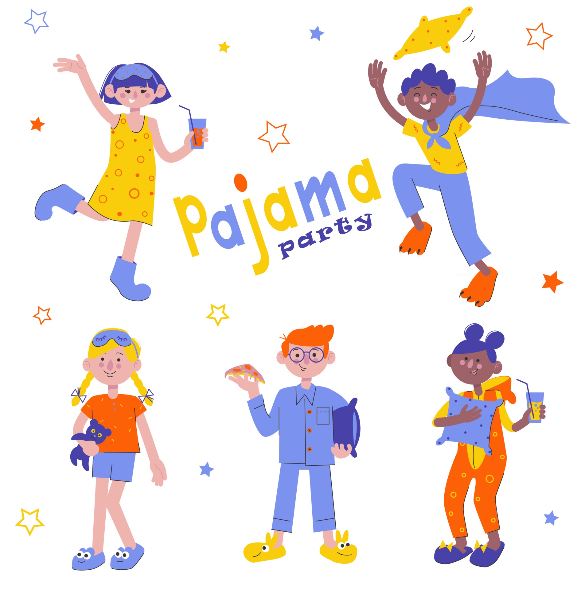 pajama party cartoon clipart