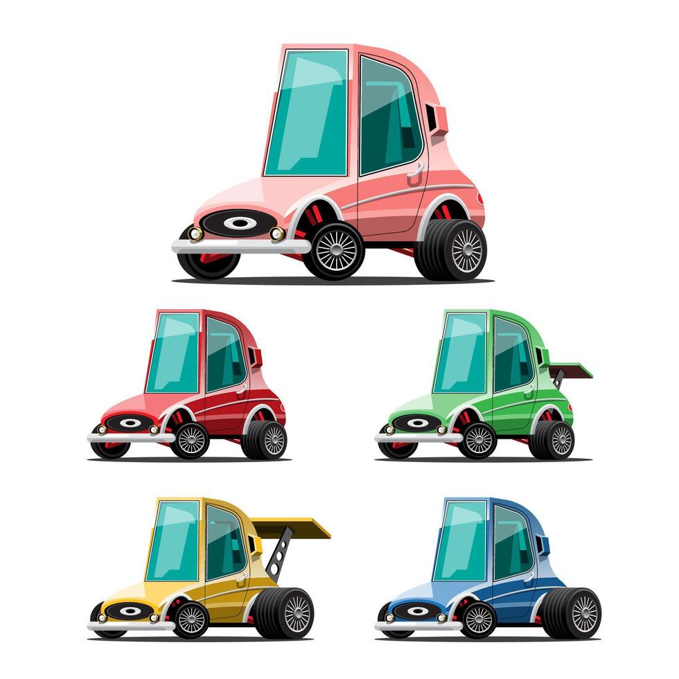 Bundle set of sport car in cartoon character vector