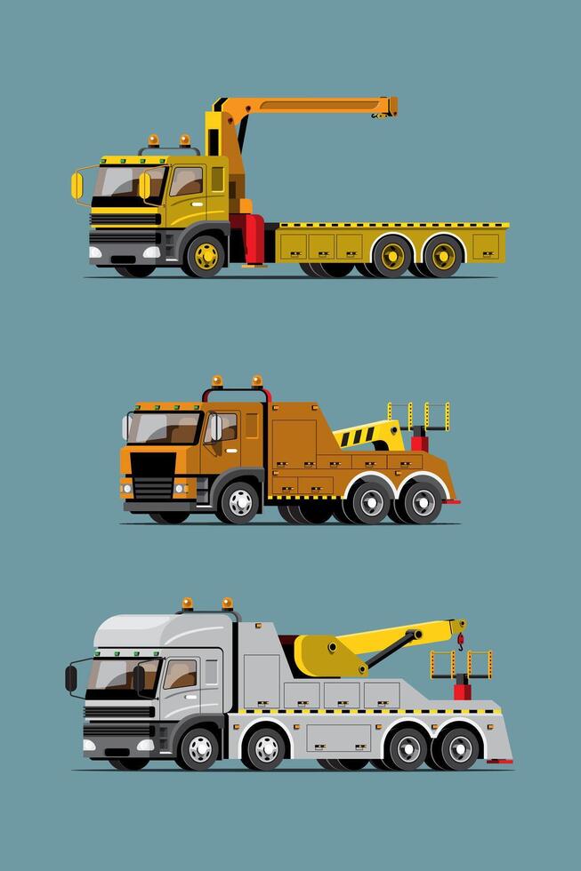 Conjunto de ilustración de vector de transporte de camión de camión de remolque