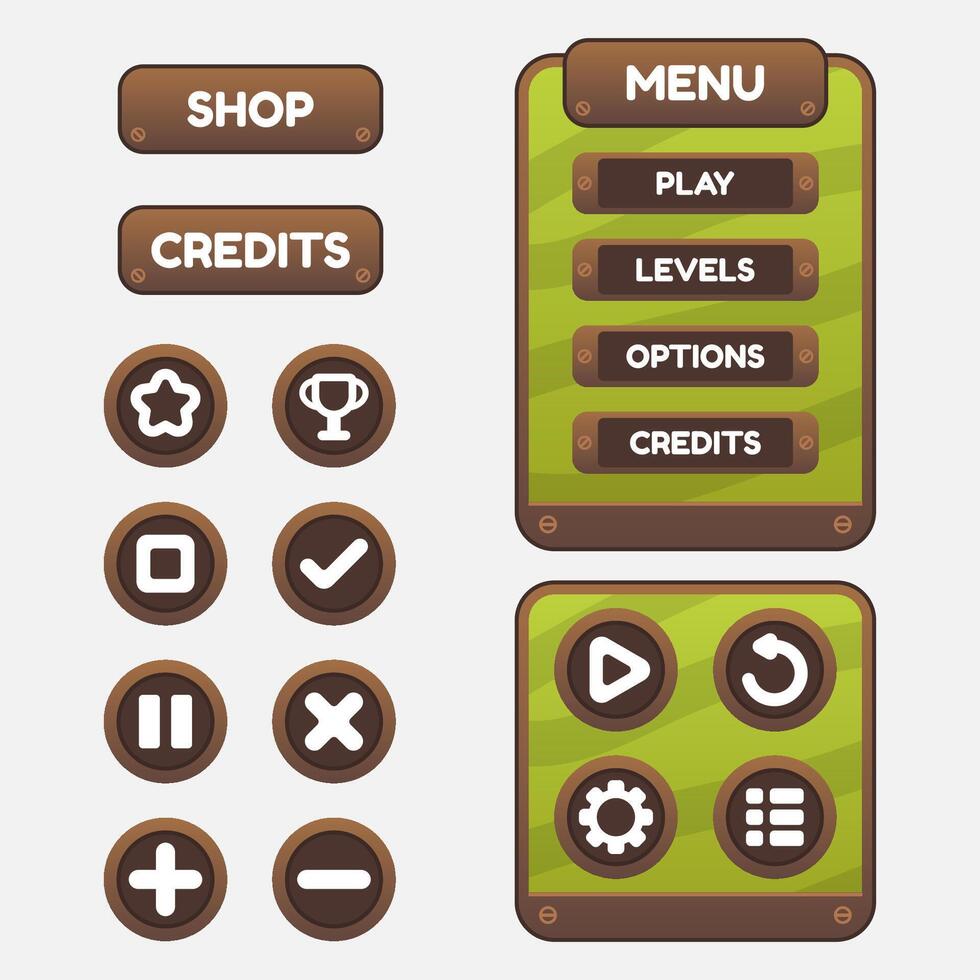 Set of game menu selection for rpg and adventure game vector