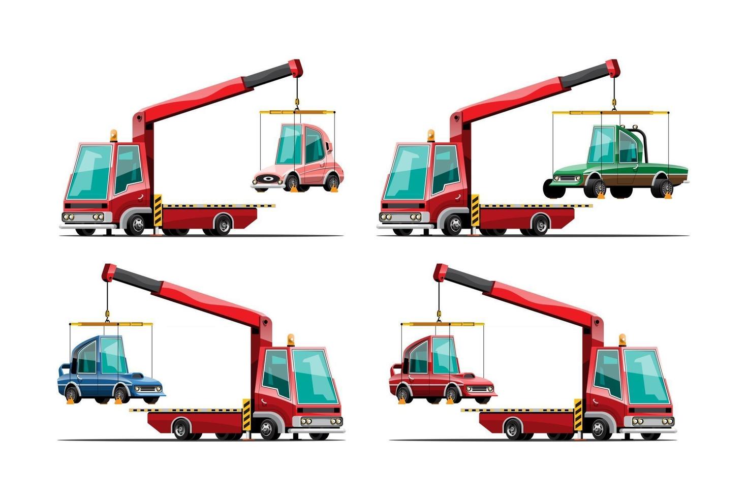 Conjunto de ilustración de vector de transporte de camión de camión de remolque