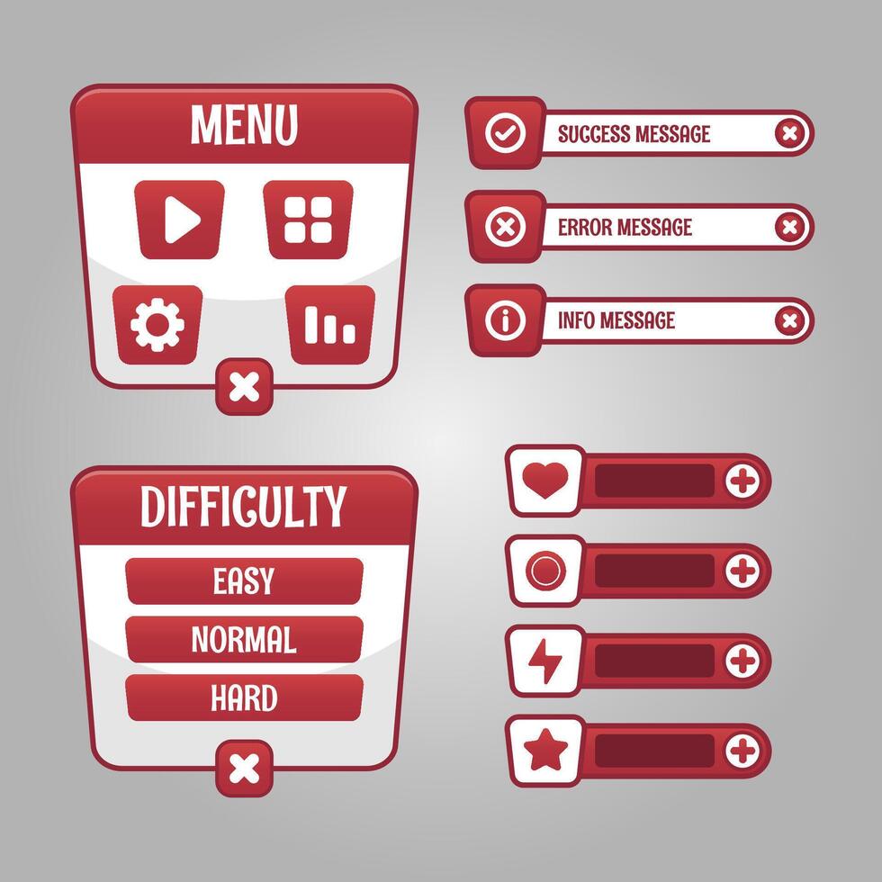 Set of game menu selection for rpg and adventure game vector