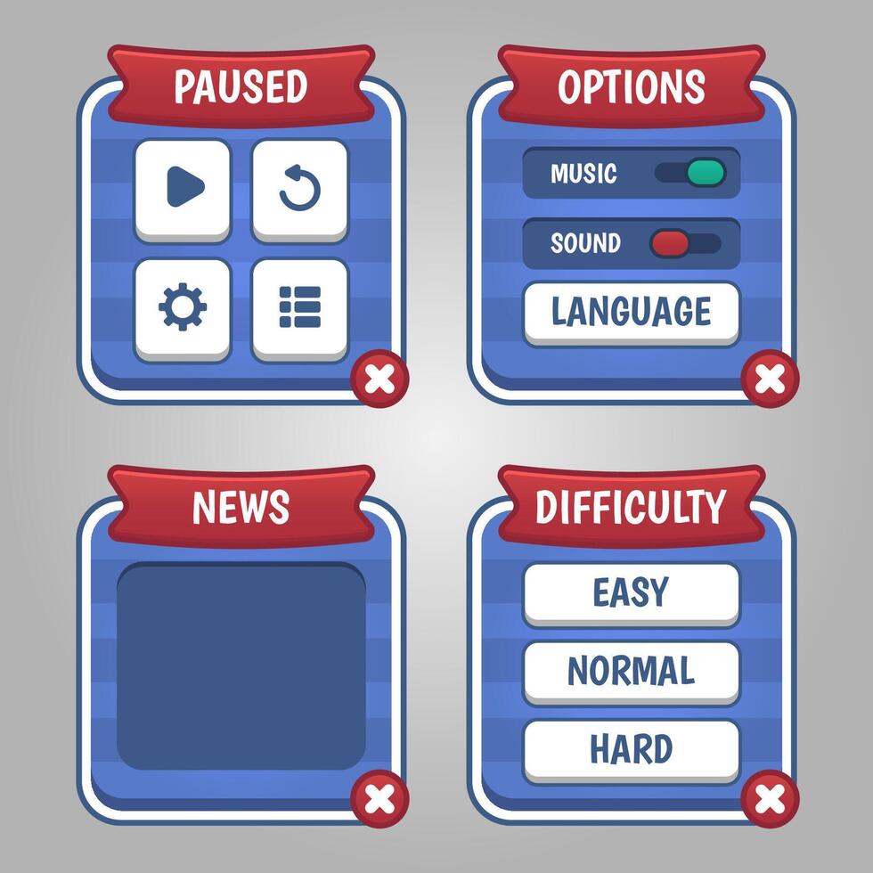 Set of game menu selection for rpg and adventure game vector