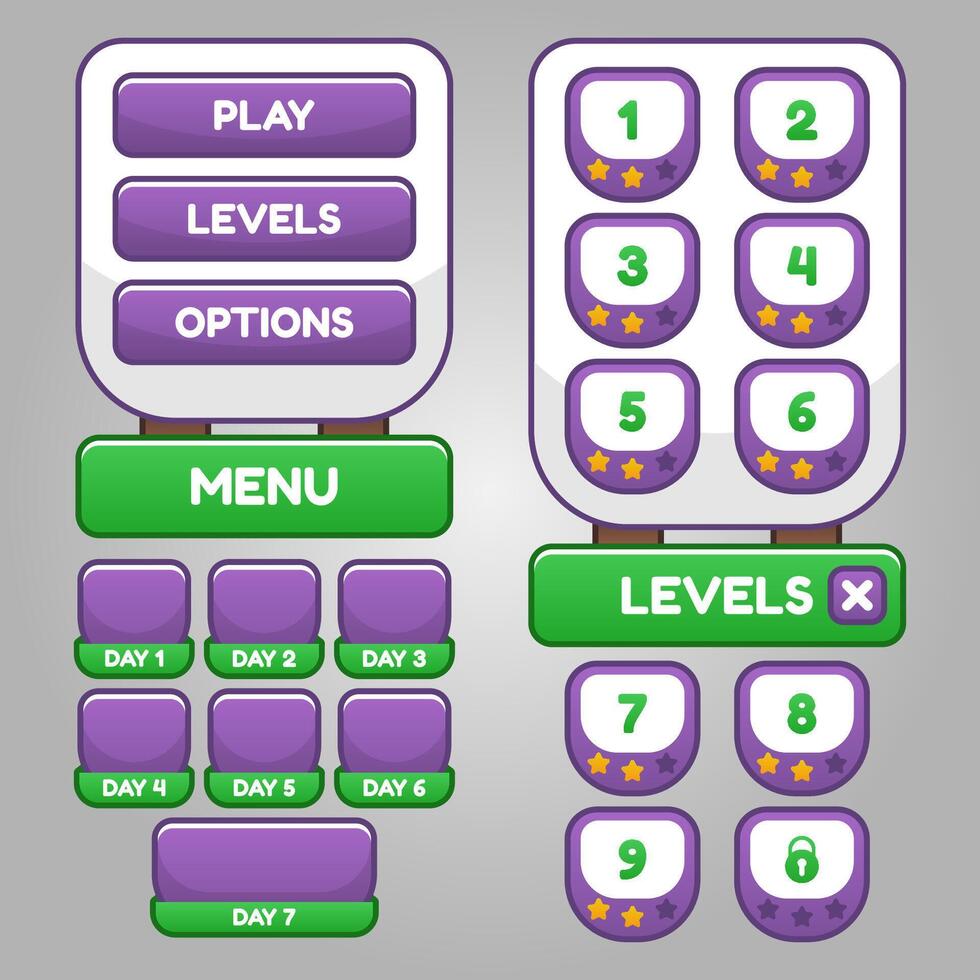 Set of game menu selection for rpg and adventure game vector