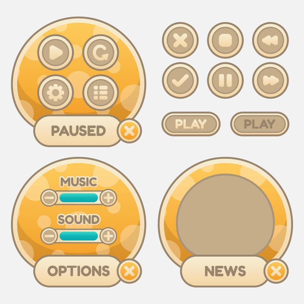 Set of game menu selection for rpg and adventure game vector