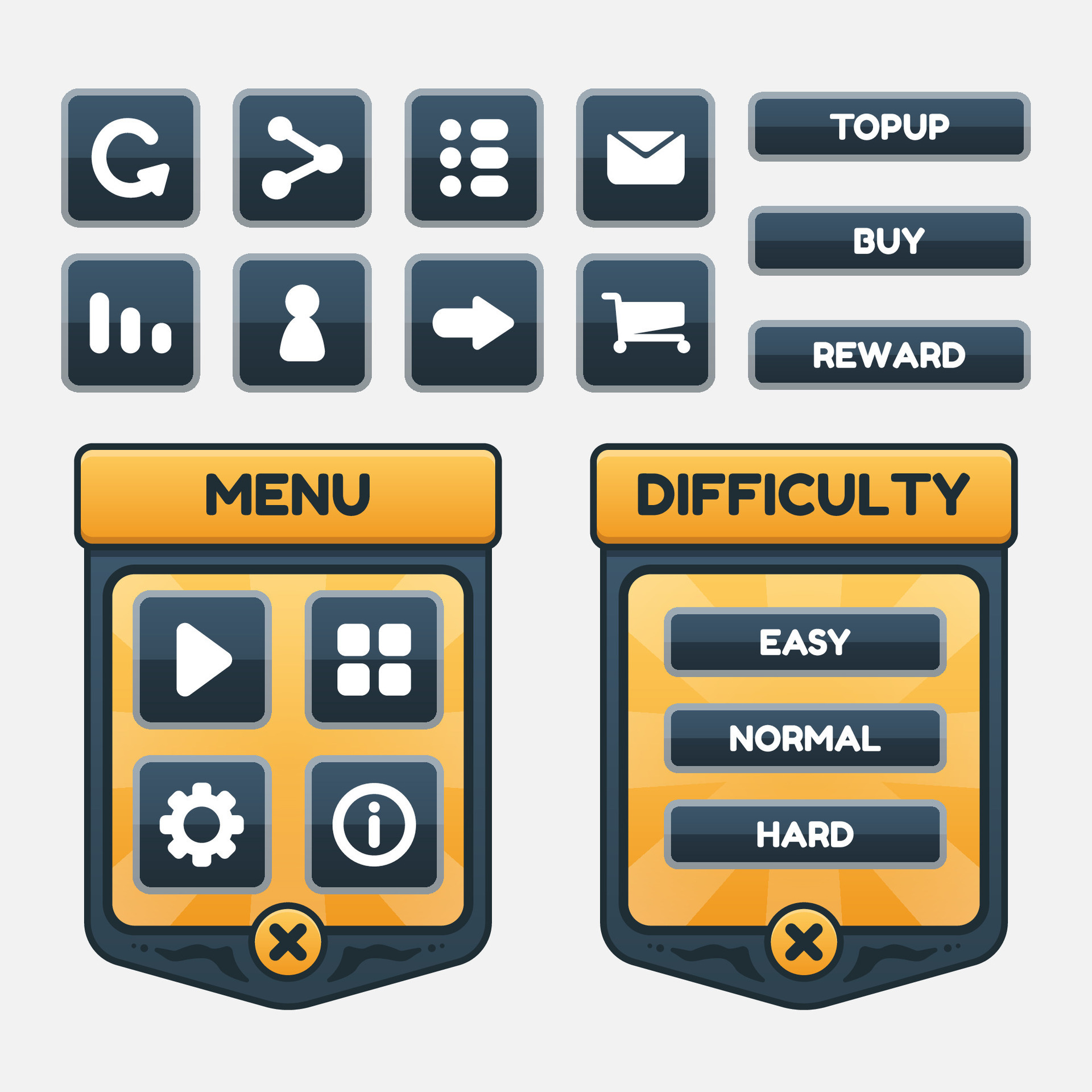 Set of game menu selection for rpg and adventure game 2928415 Vector ...