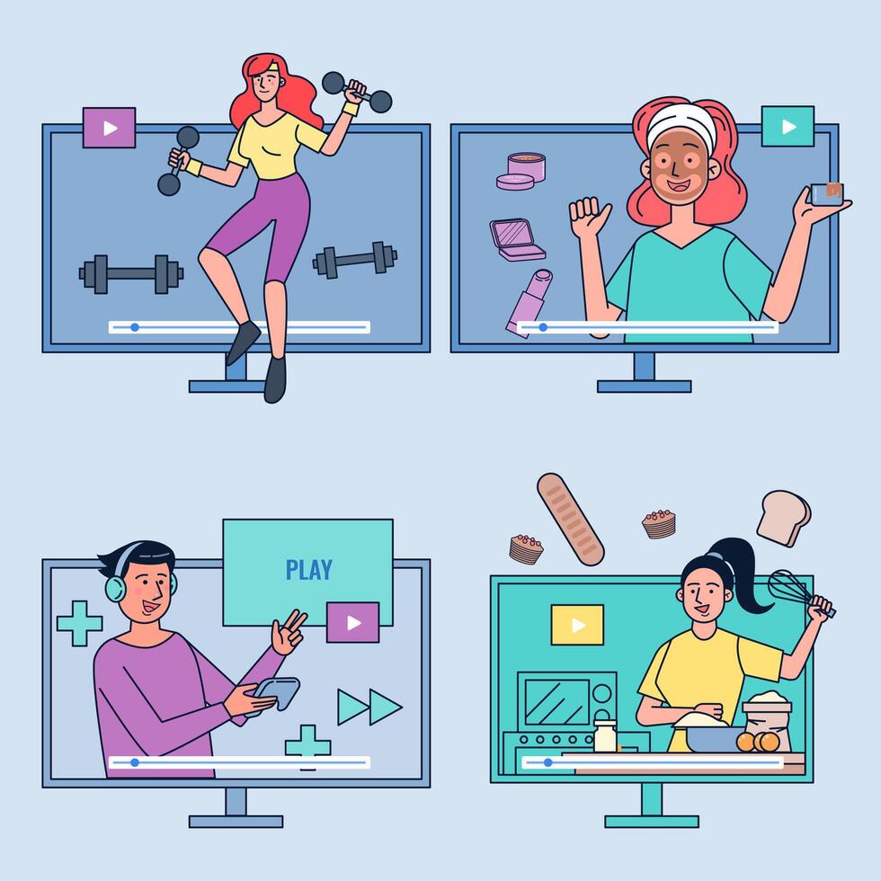 New career in the world of online is the creation of video content channels vector