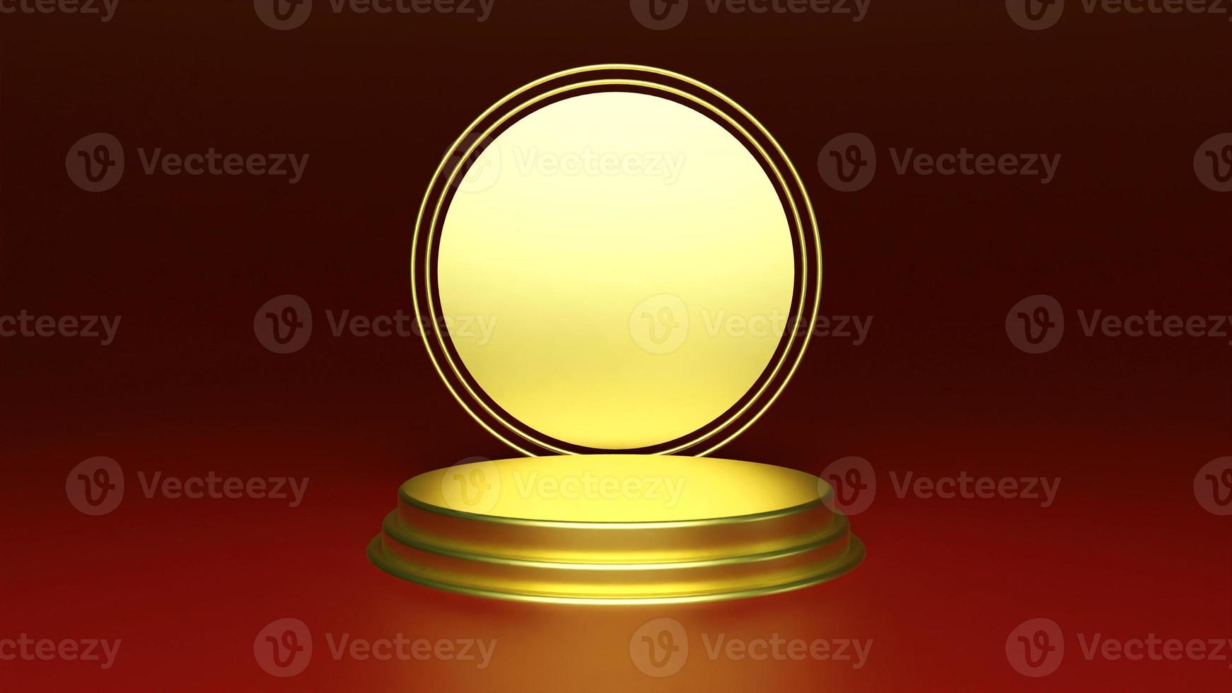 3d render abstract platforms with golden realistic podium photo