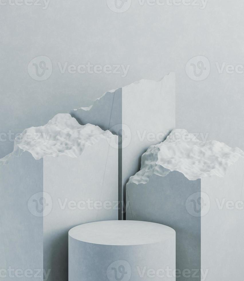 pastel stone podium, Cosmetic display stand on pastel background. 3D rendering photo