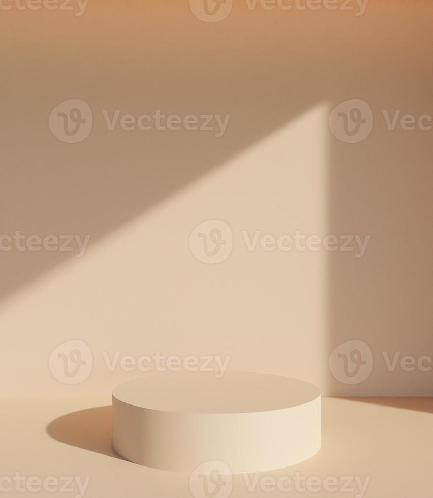 pastel product display podium in room with light of window background. 3D rendering photo