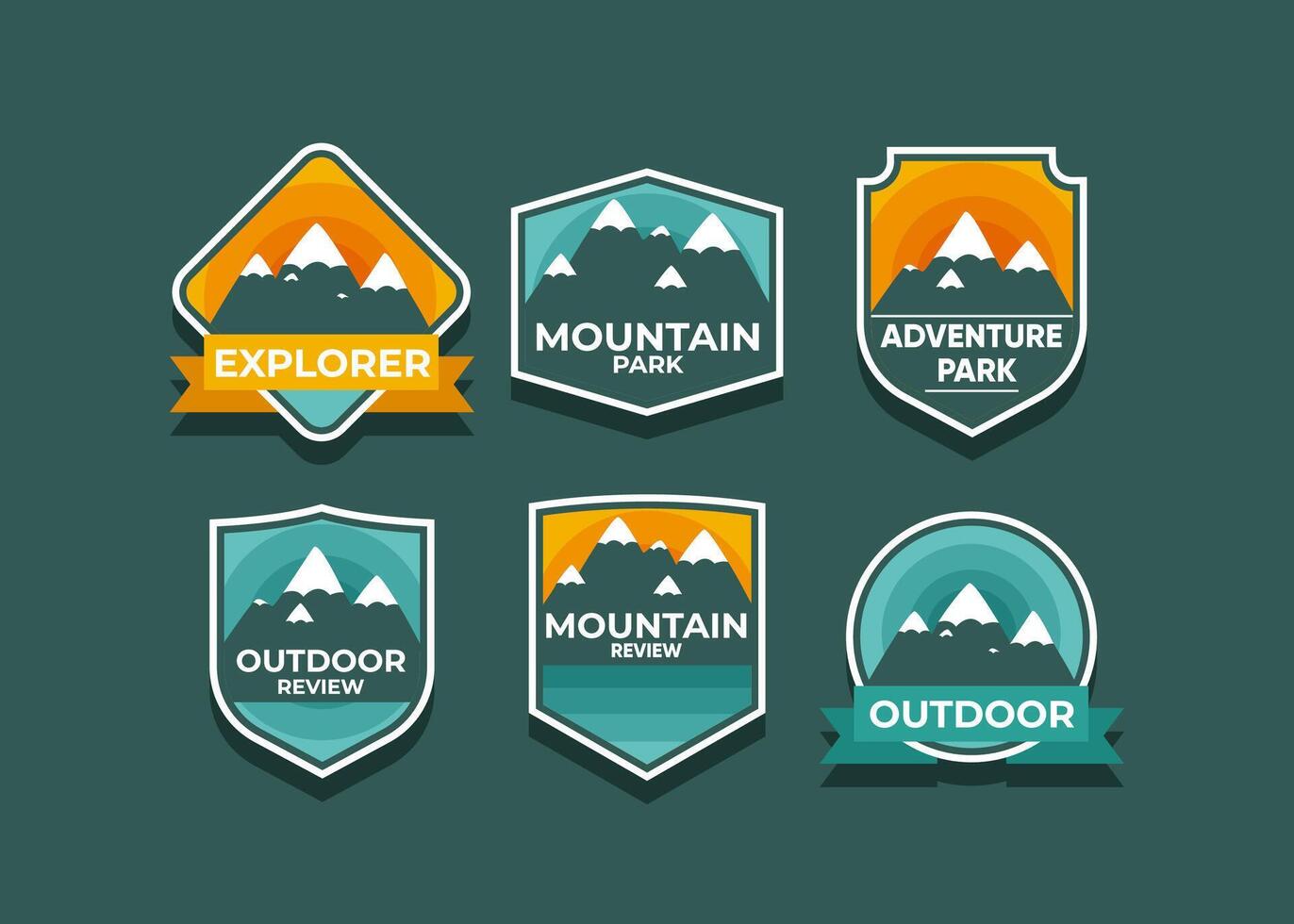 Explore Mountain Adventure symbol vector set