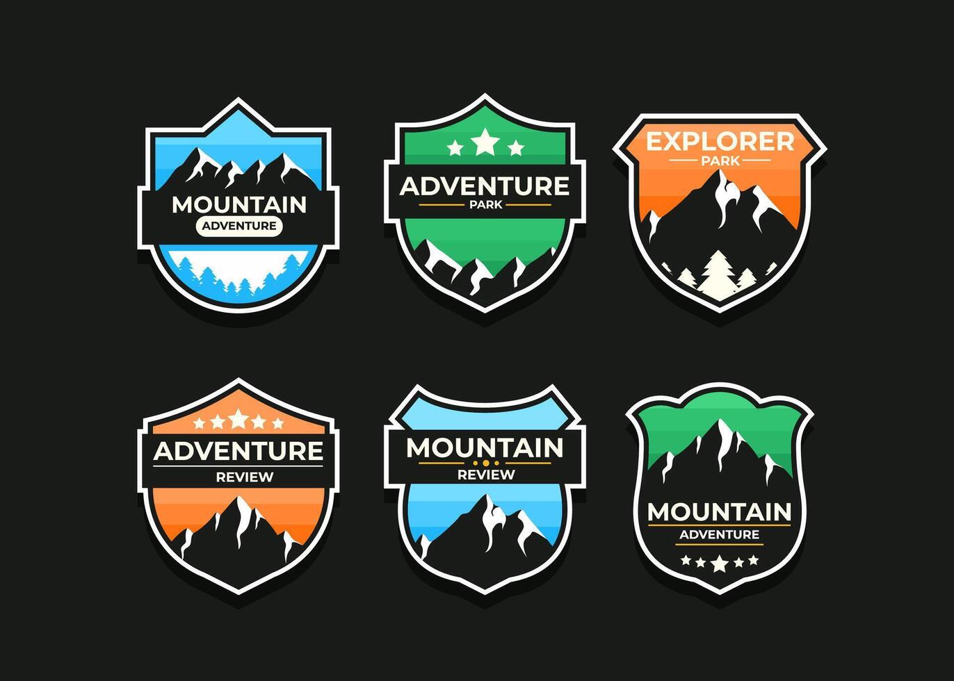 Explore Mountain Adventure symbol vector set