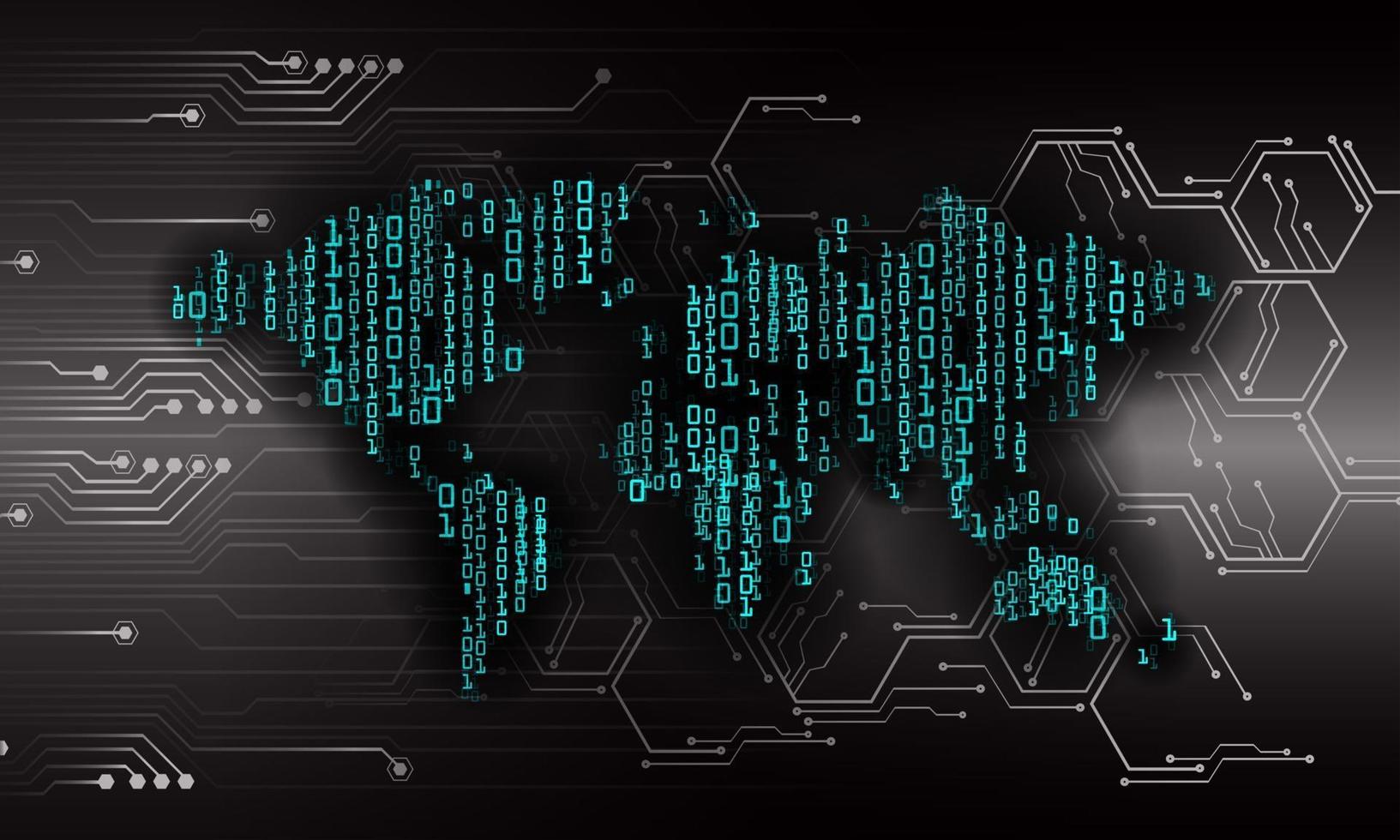 world binary circuit board future technology, blue hud cyber security concept background vector