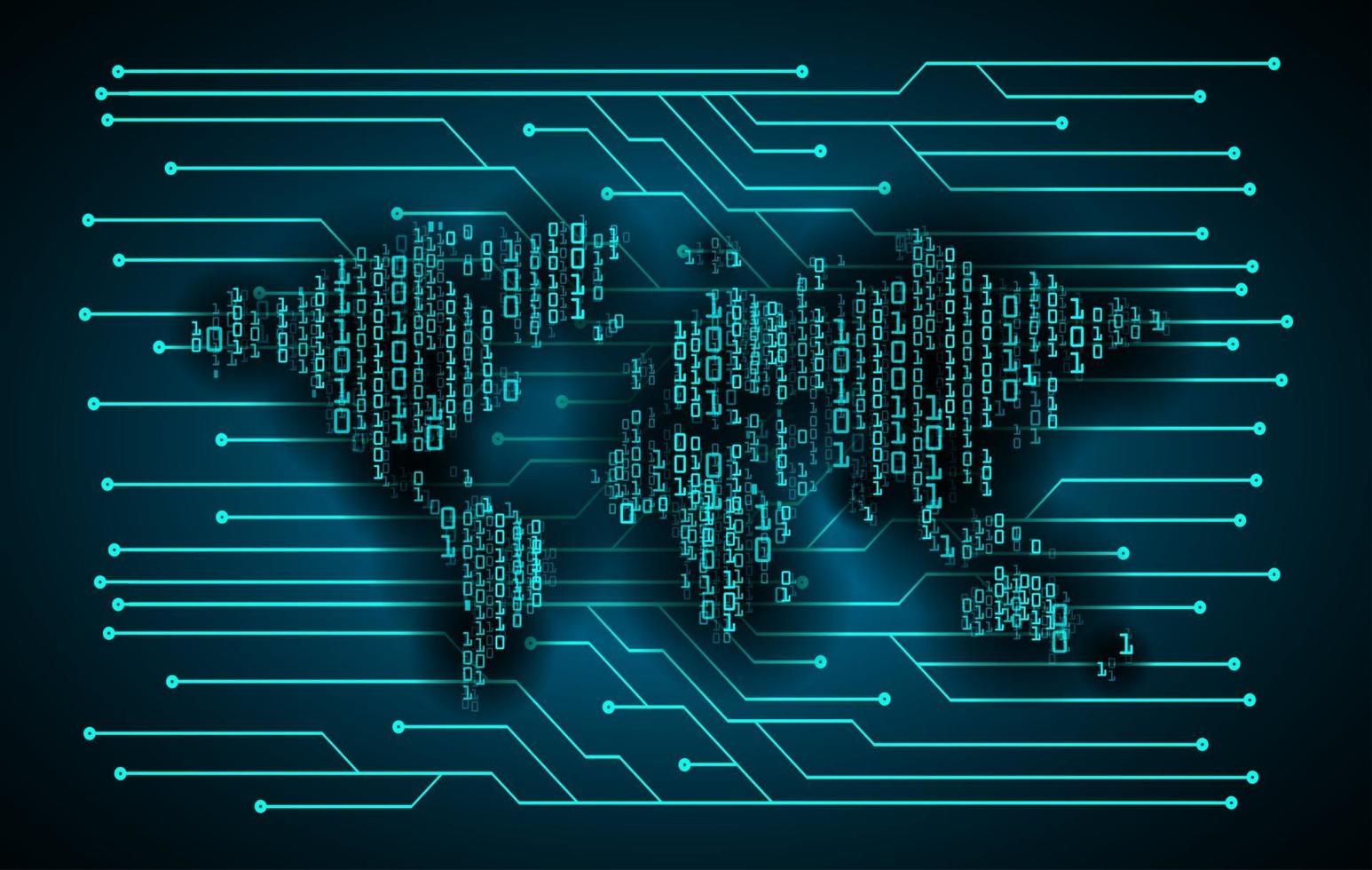 world binary circuit board future technology, blue hud cyber security concept background vector
