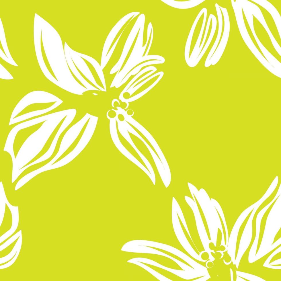 Yellow Botanical Floral Seamless Pattern Background vector