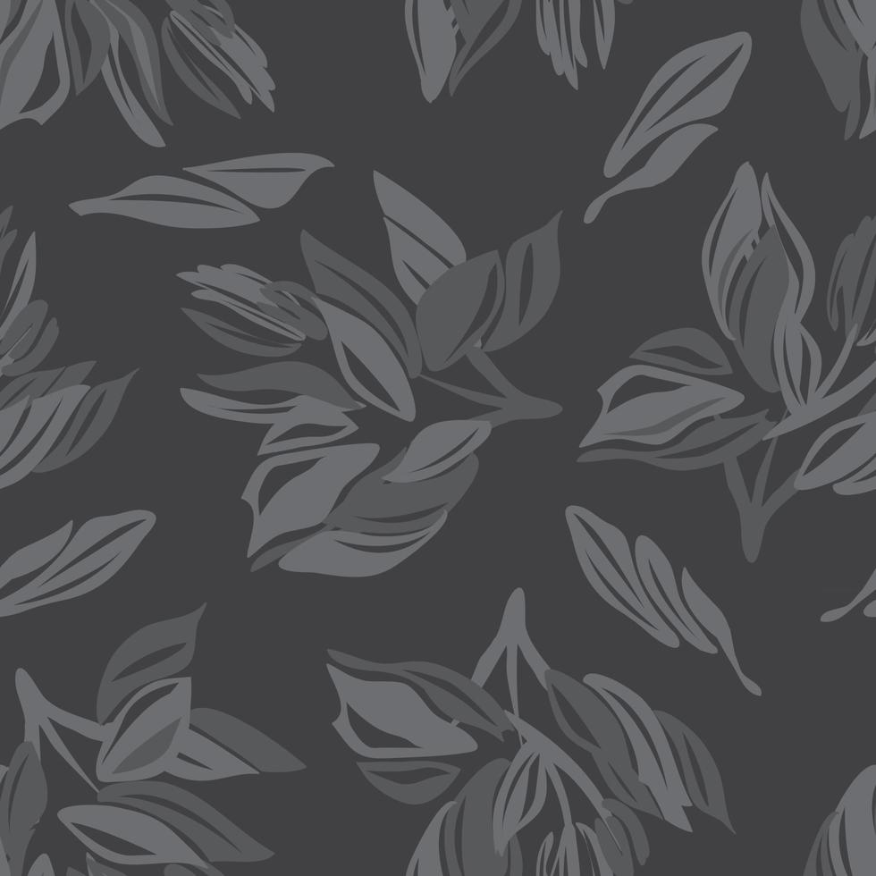 Grey Botanical Floral Seamless Pattern Background vector