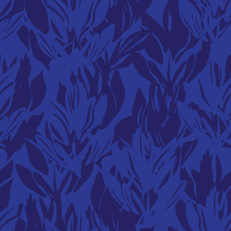 Blue Tropical Botanical Floral Seamless Pattern Background vector