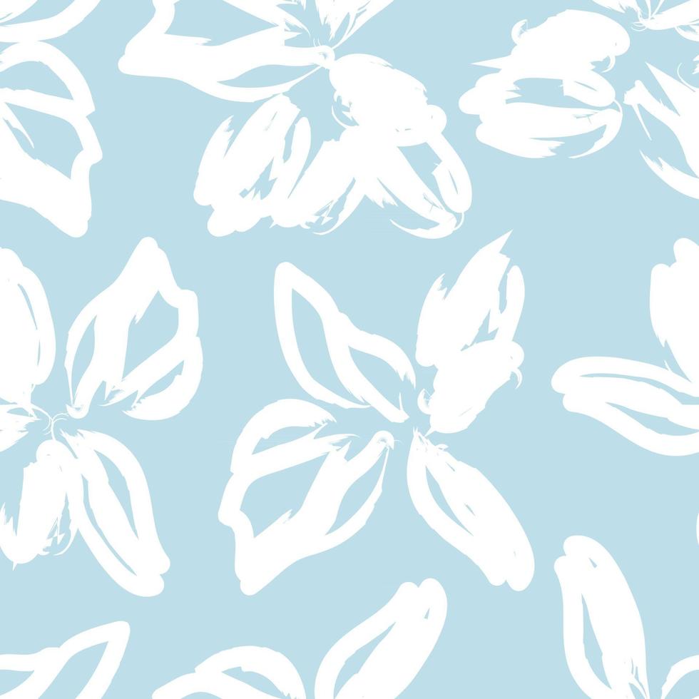 Sky blue Botanical Floral Seamless Pattern Background vector