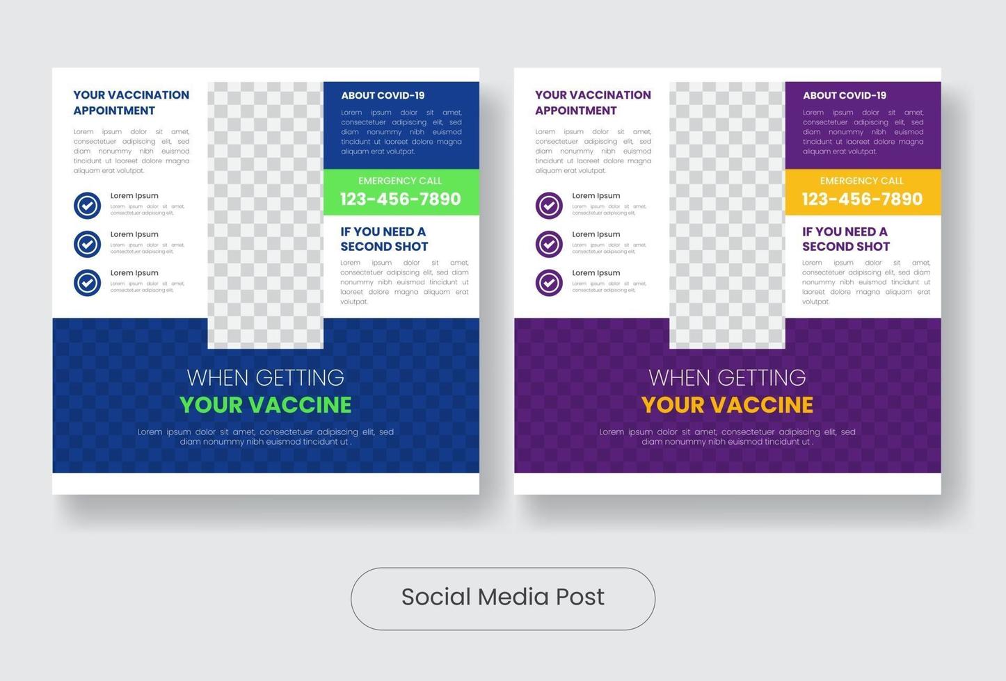Covid19 vaccine education social media post banner template set vector