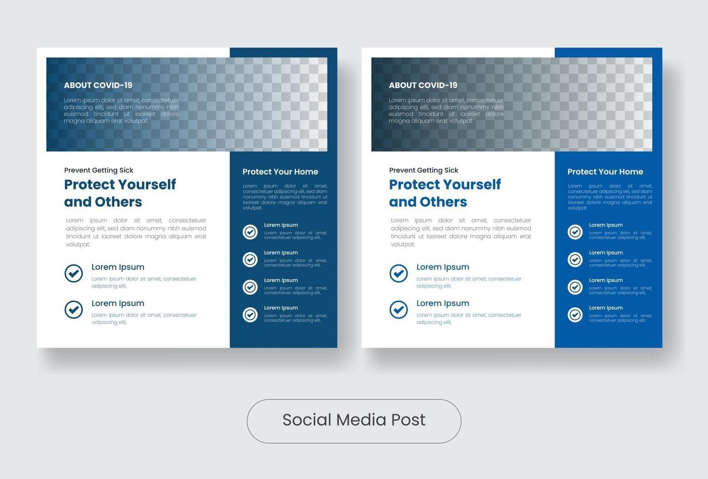 Prevent covid19 social media post information banner template set vector