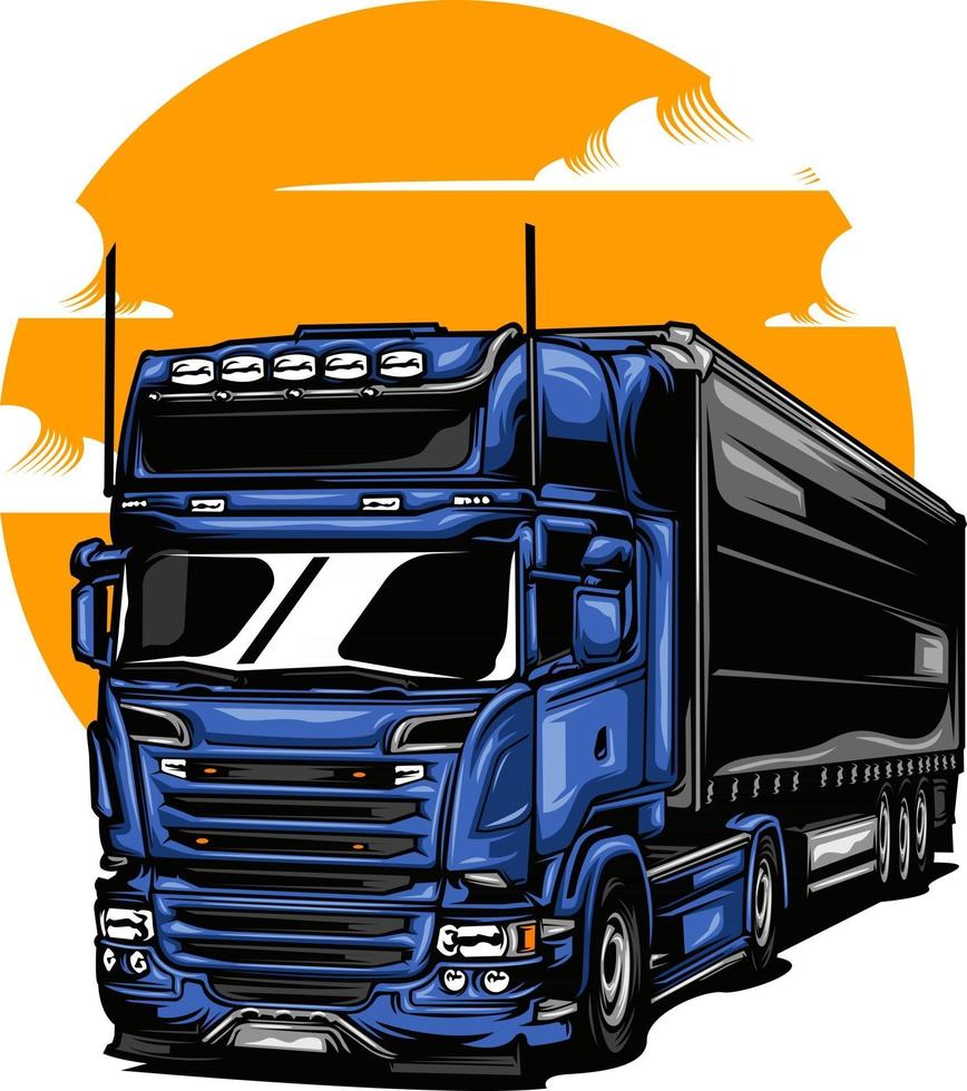 Ilustración de camión en color sólido. vector