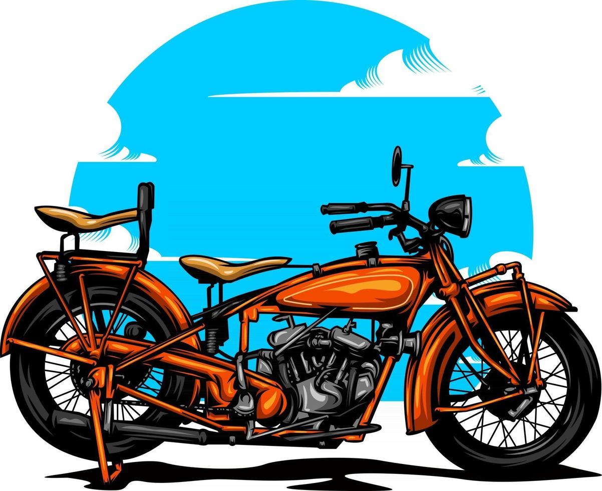 motorcycle illustration on solid color vector