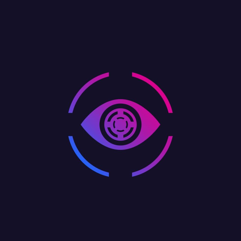 retina scan, biometric security icon vector