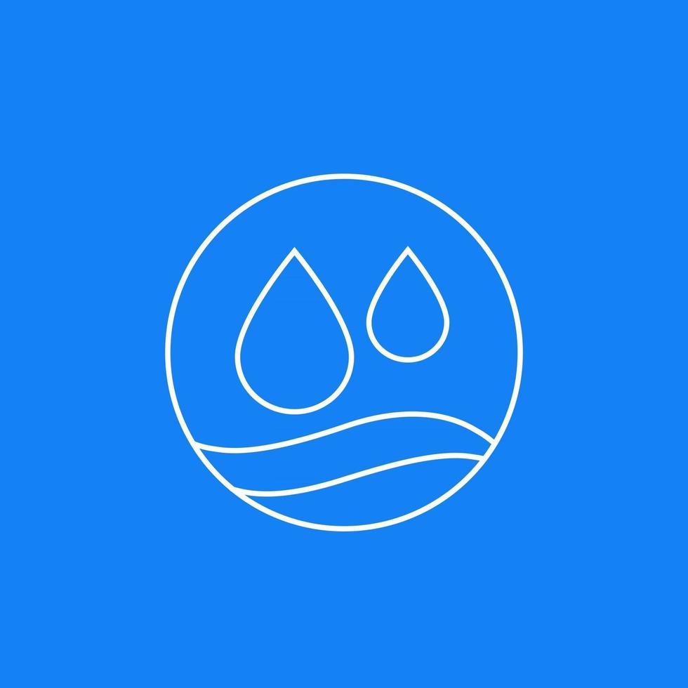 water vector line icon on blue