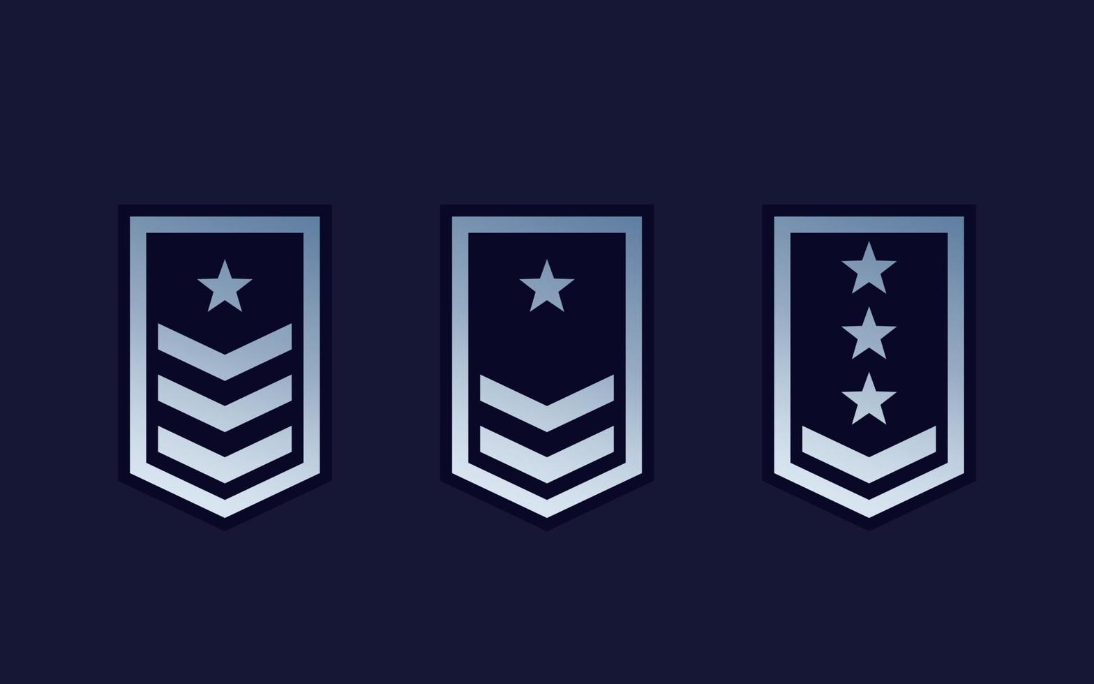 Military rank, army epaulettes set vector