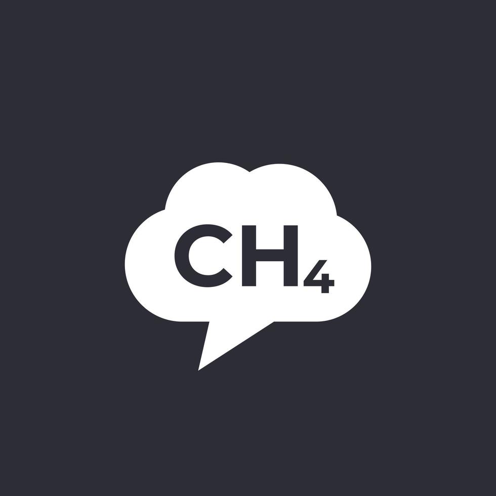 methane emissions, CH4 icon vector