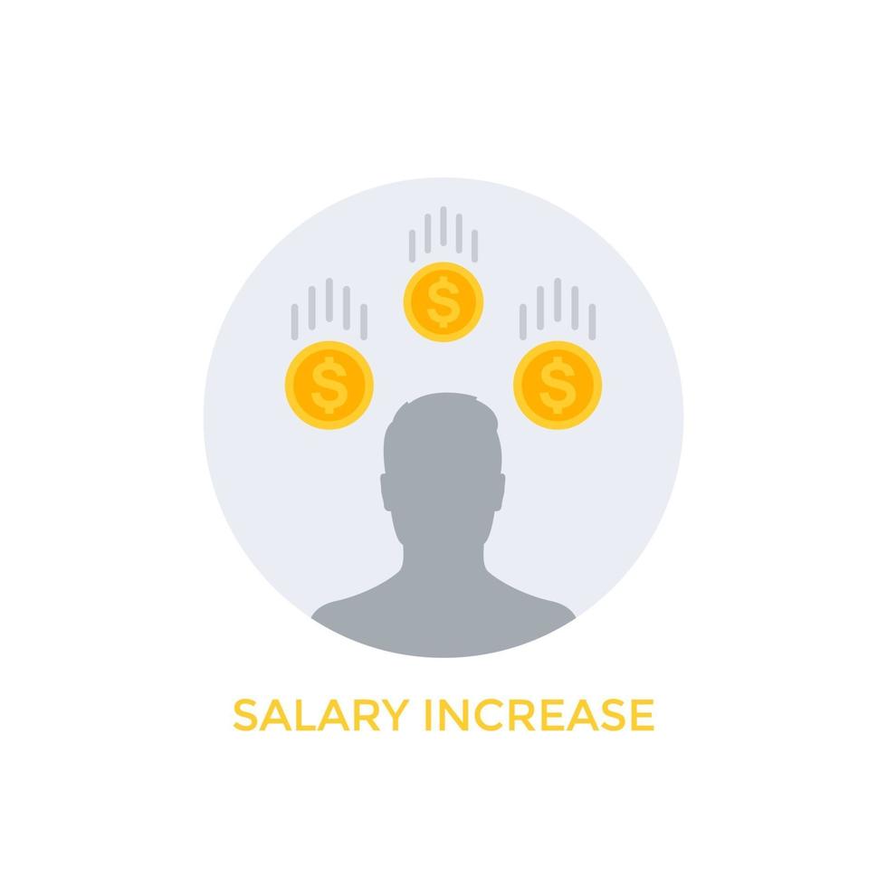 salary increase vector icon on white