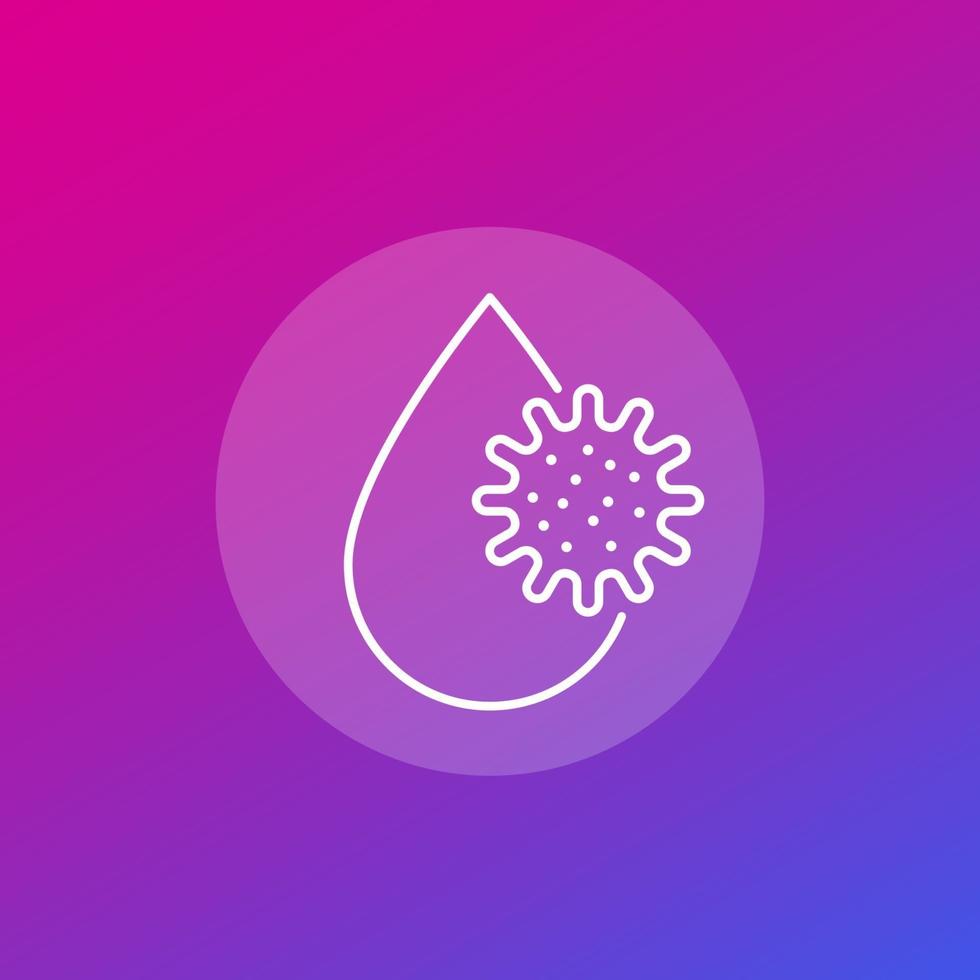 virus and water drop icon, line vector