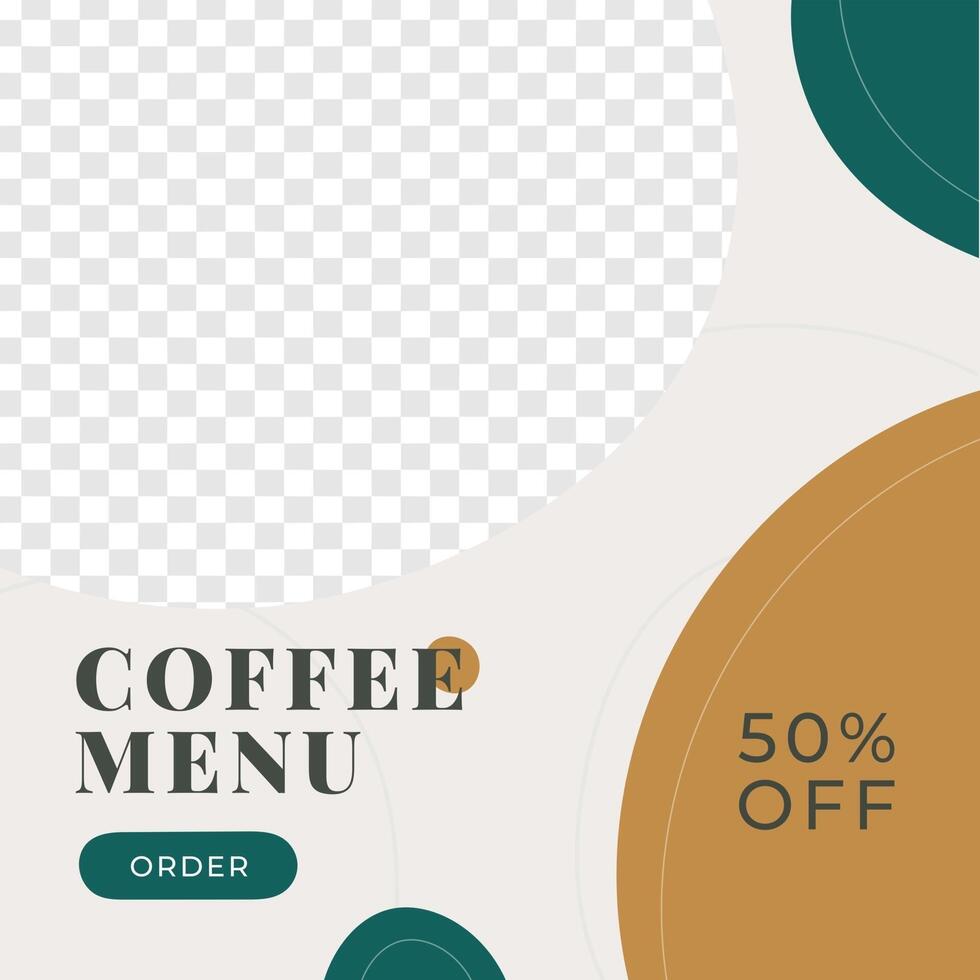 Coffee shop cafe sale discount poster social media post template soft modern minimalis style vector