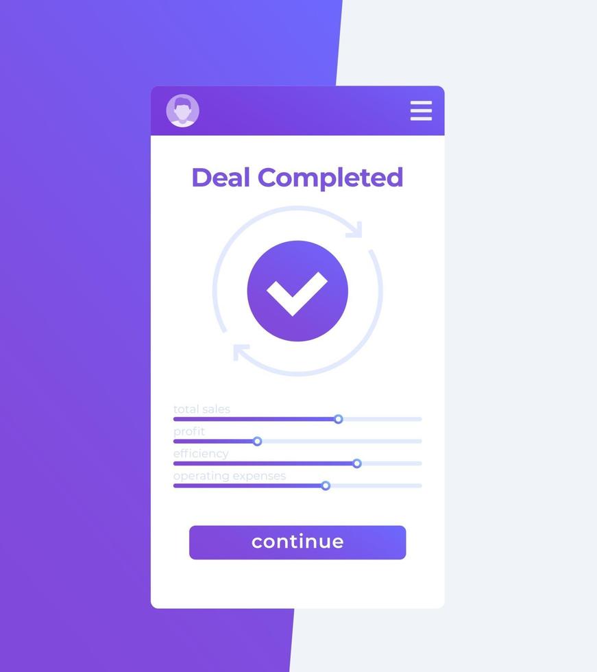 deal completed, vector mobile ui design