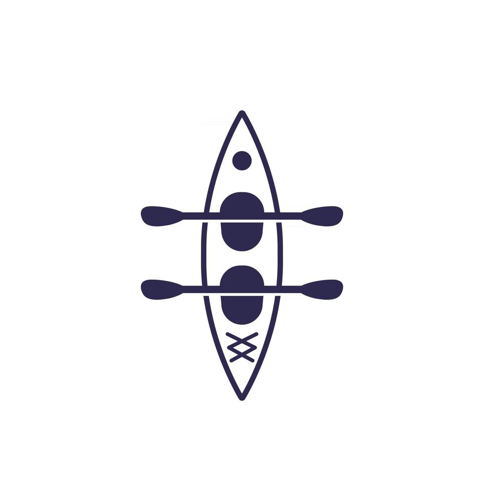 kayak and paddles, vector icon