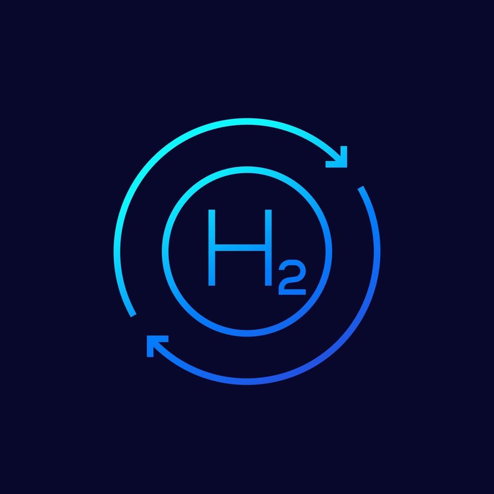 hydrogen icon with arrows, linear vector