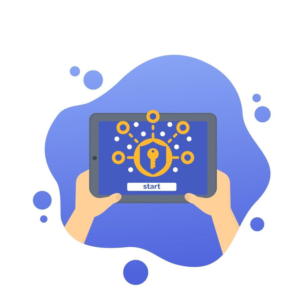 Encryption, data protection and privacy, vector