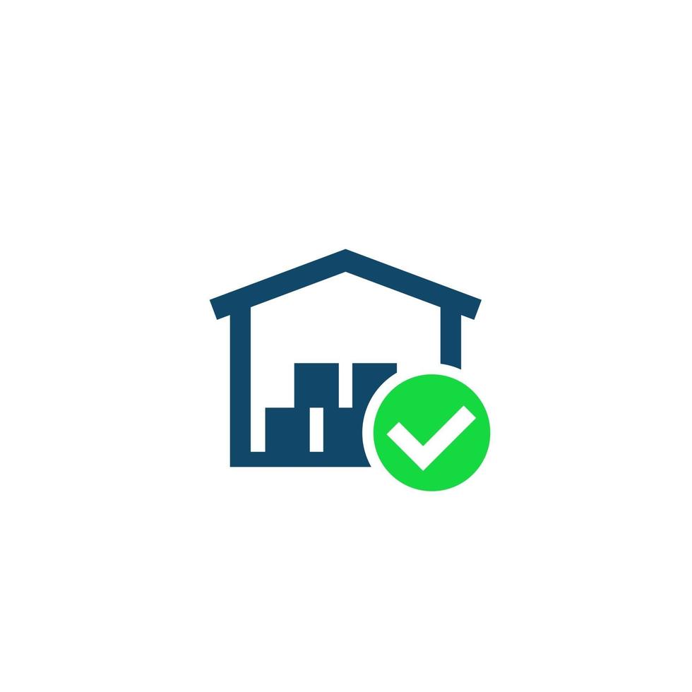 warehouse icon with check mark vector