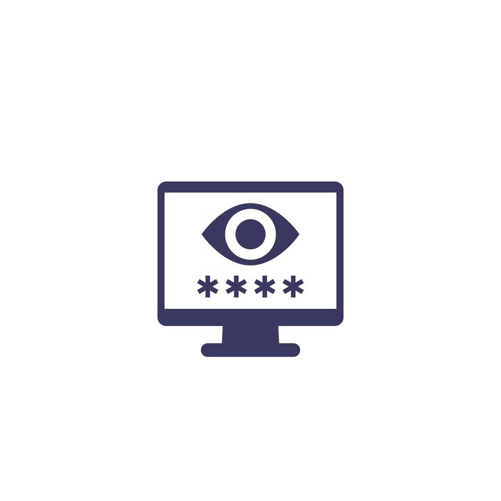 Parental control icon with eye and password on screen vector