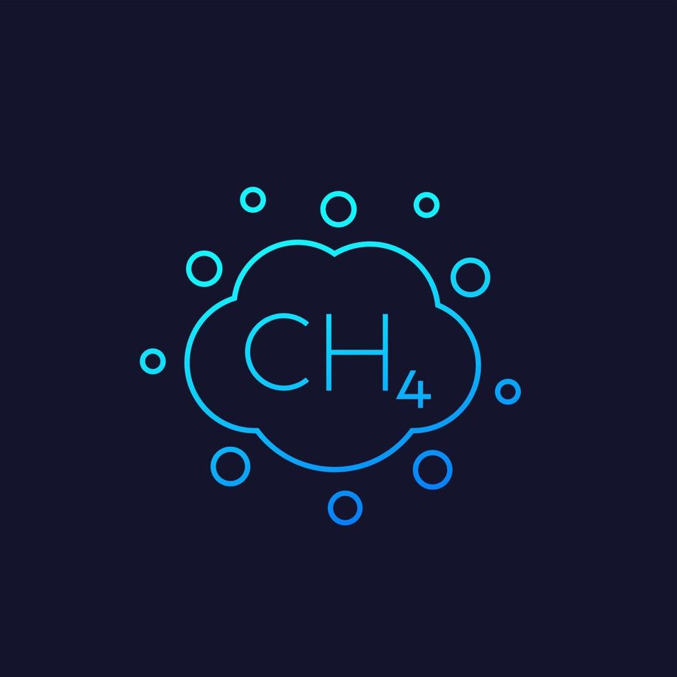methane emissions, pollution linear icon vector
