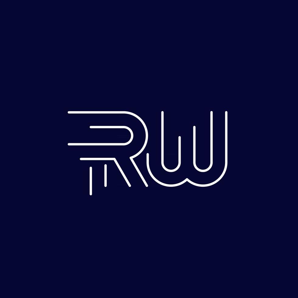 RW letters logo, line vector
