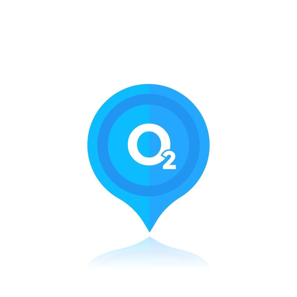 oxygen, o2 icon with marker vector