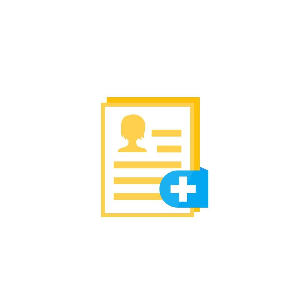 medical report, clinical record icon on white vector