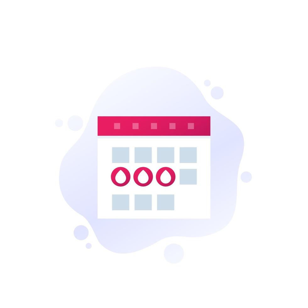 Menstruation calendar, menstrual period vector icon