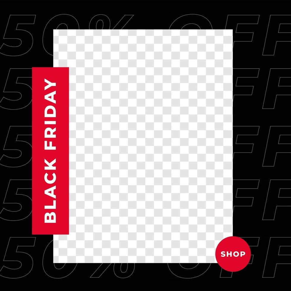 Black friday sale discount poster social media post template red modern minimalis style vector