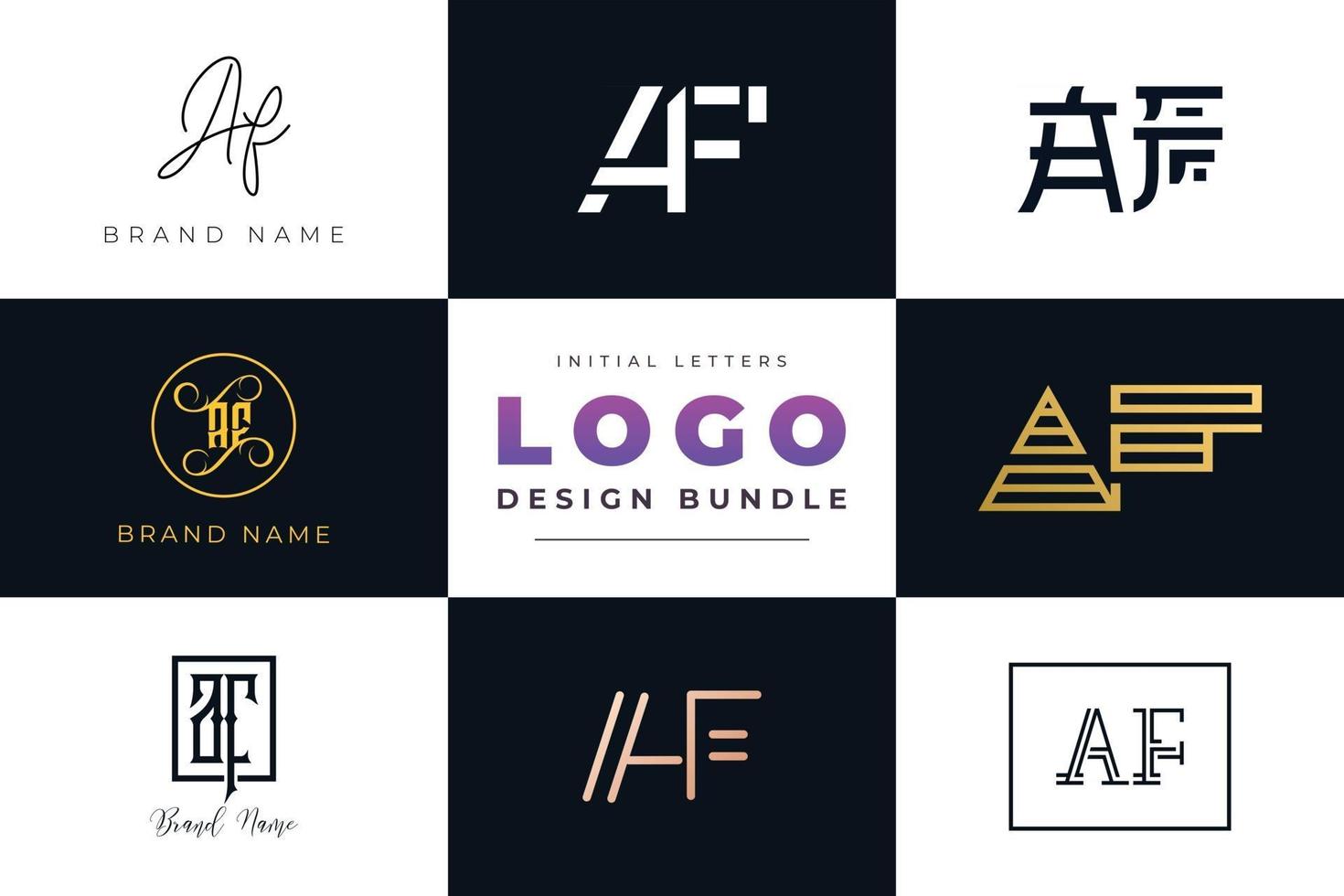 Set of collection Initial Letters AF Logo Design. vector